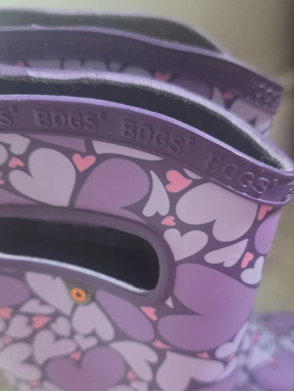 Bogs Purple Heart Pattern Kids Rain Boots